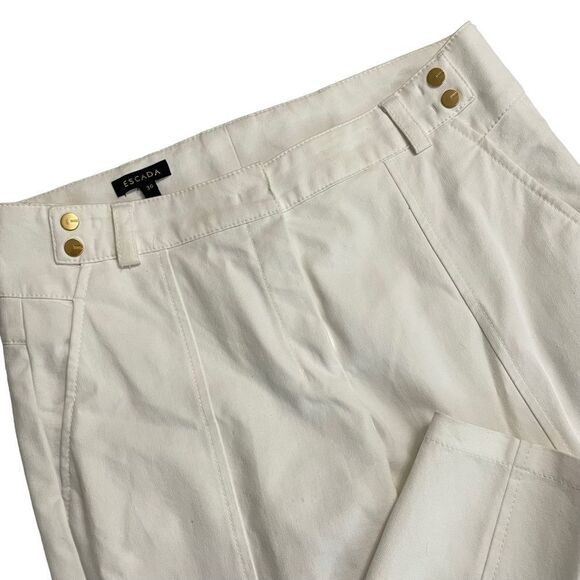 ESCADA WHITE MIDRISE SLIM ANKLE TROUSER PANTS,‎ zipped hems size 36 / small - Picture 3 of 13